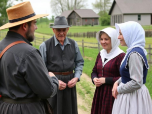  A respectful interaction between a tourist and an Amish family