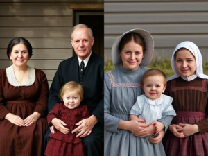Image Suggestion: A side-by-side image of a Mennonite family and an Amish family.