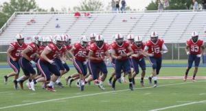 The Reedsburg football team in action on the field
